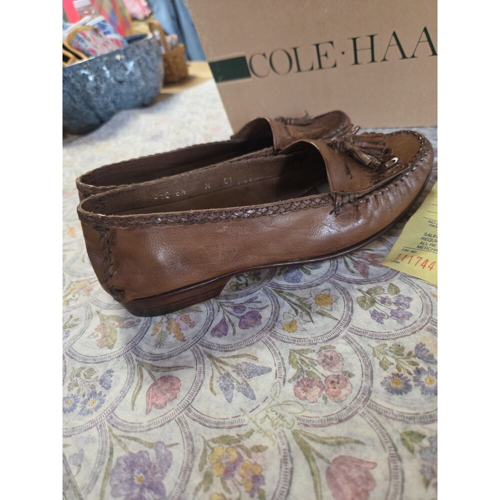 1980s Cole Haan Brown Tassel Loafers Womens In Box Size 6.5 Has Orig Receipt - Picture 12 of 15